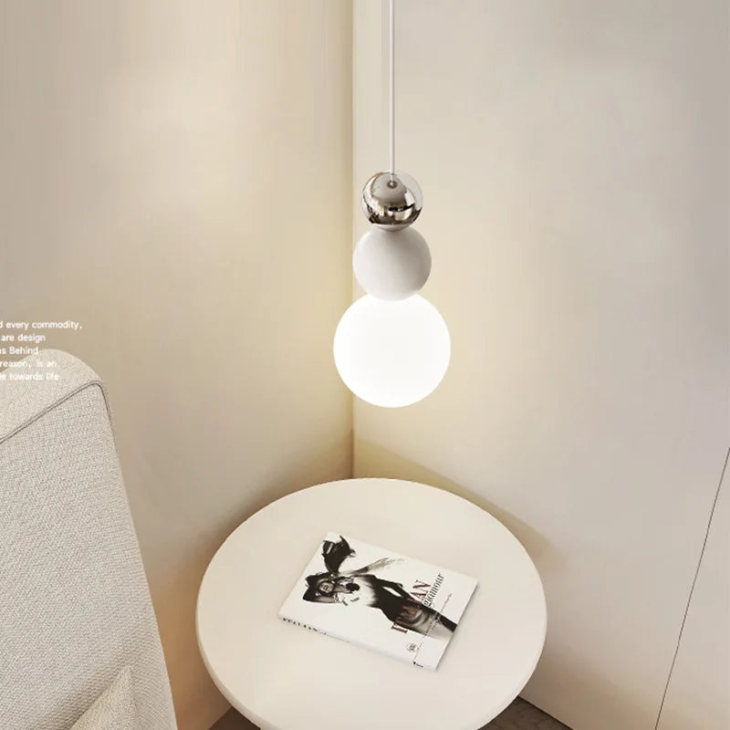 suspension nordique en verre blanc fil réglable luminaire décoratif - vue 5 sur 7