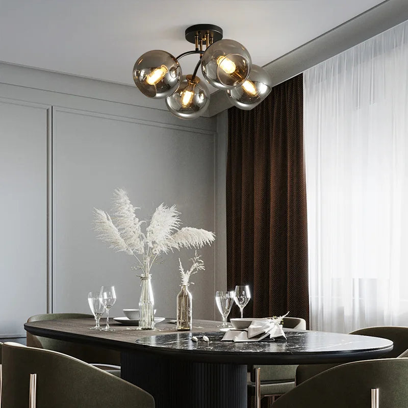 plafonnier industriel design en verre fumé pour décoration moderne - vue 3 sur 12