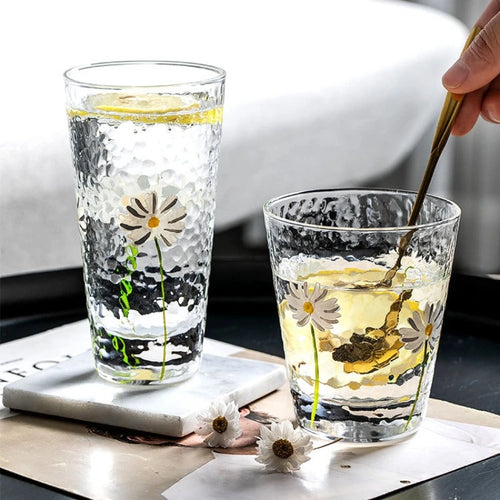 Verre texture marte motif marguerite design creatif resistant