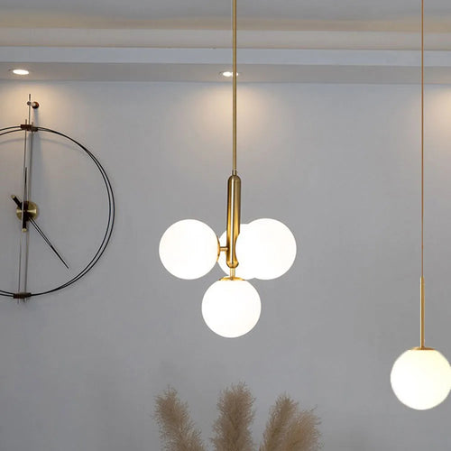 suspension cuivre câble doré ampoule g9 lustre - vue 2 sur 9