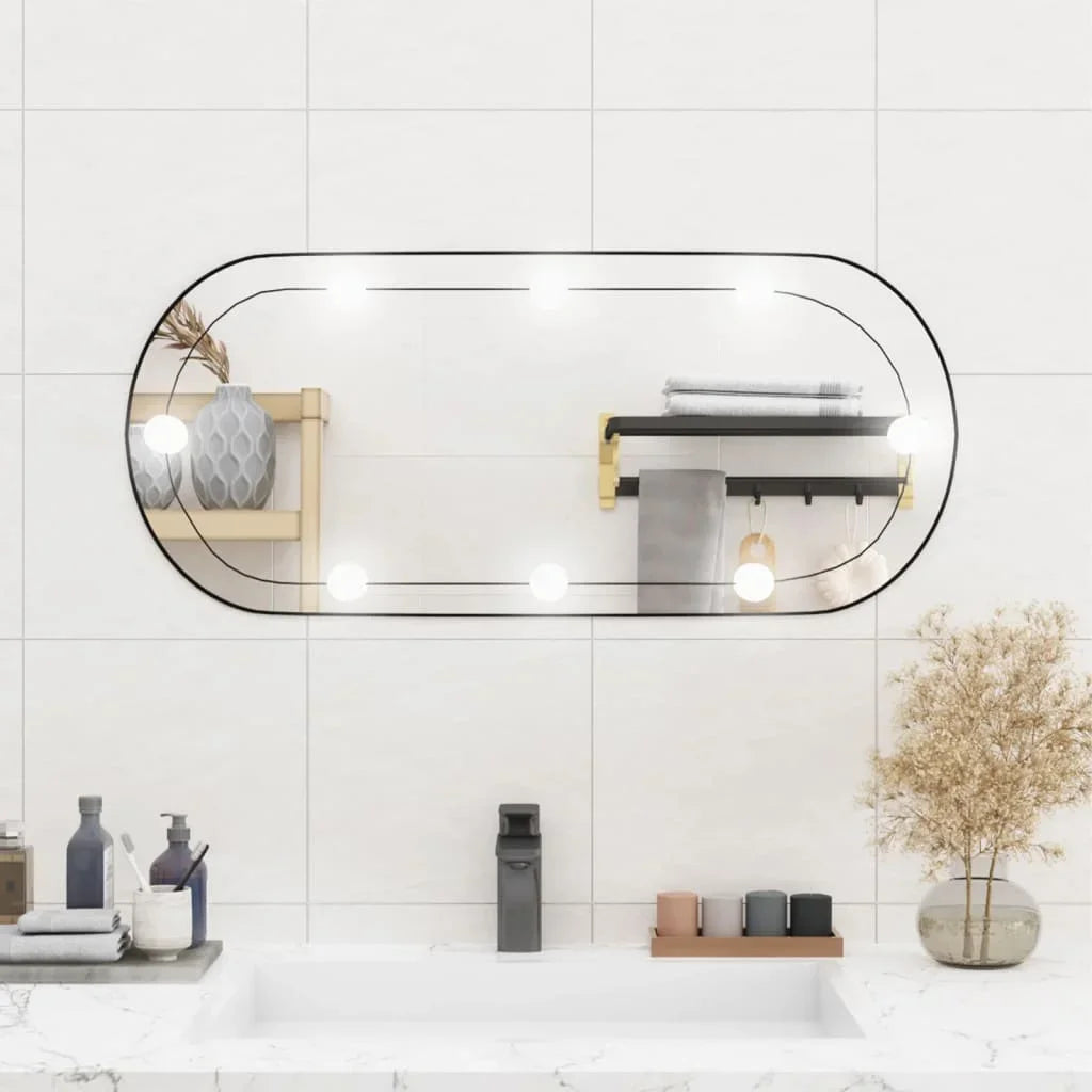 miroir mural oval avec lumières led en verre décoratif - vue 8 sur 7