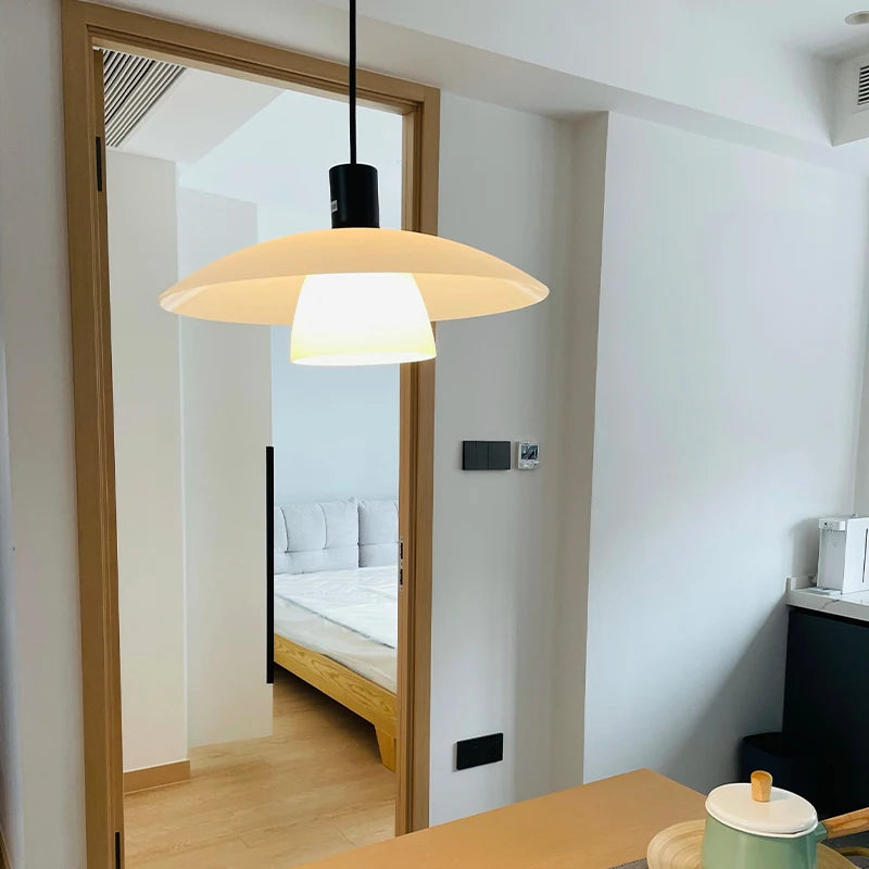 lustre en verre style japonais minimaliste pour restaurant et café - vue 4 sur 6