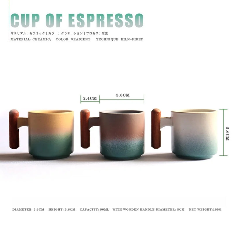 Ensemble tasses expresso bois style minimaliste italien