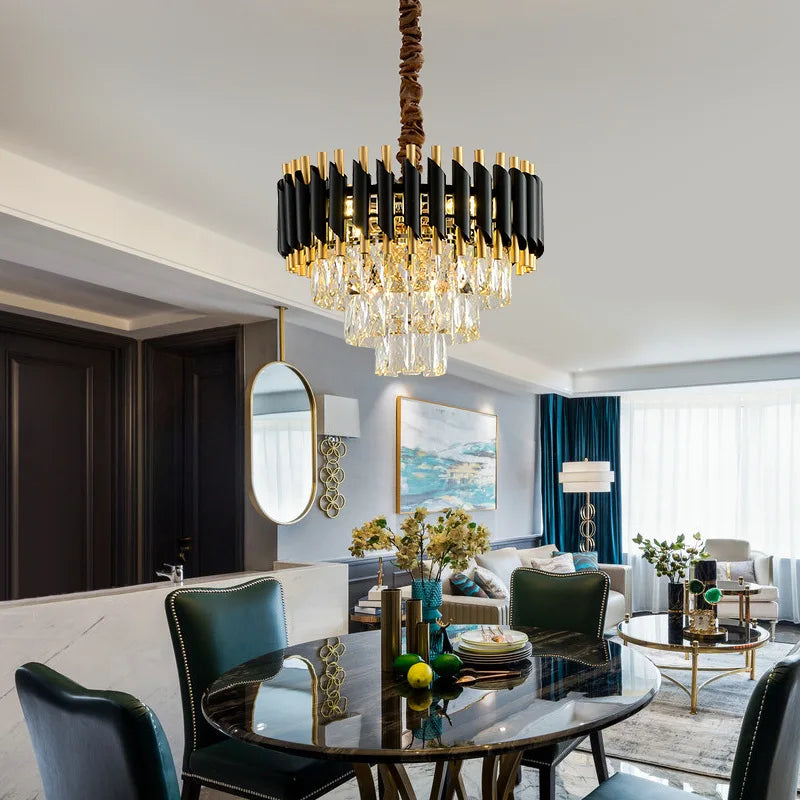 lustre led en cristal moderne idéal pour décoration intérieure de luxe - vue 5 sur 13