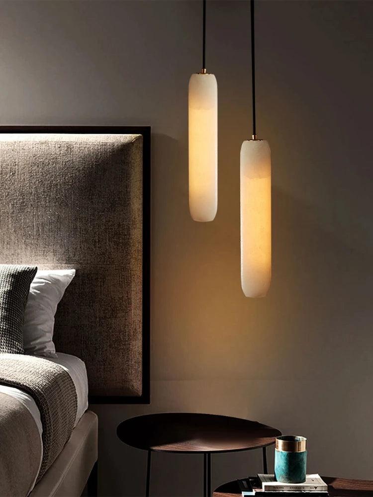 Modern marble and copper chandelier minimalist style for interior decoration - vue 3 sur 8