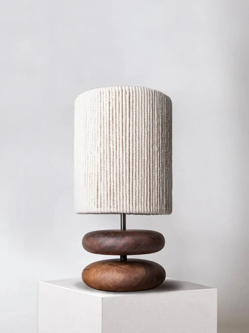 lampe de table japonaise bois massif rétro - vue 2 sur 8