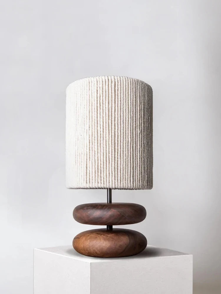 lampe de table japonaise bois massif rétro - vue 2 sur 8