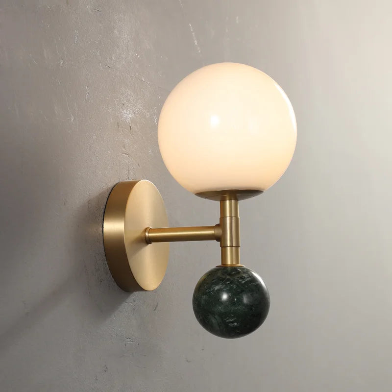 applique murale moderne en cuivre et marbre design lumineux pour intérieur