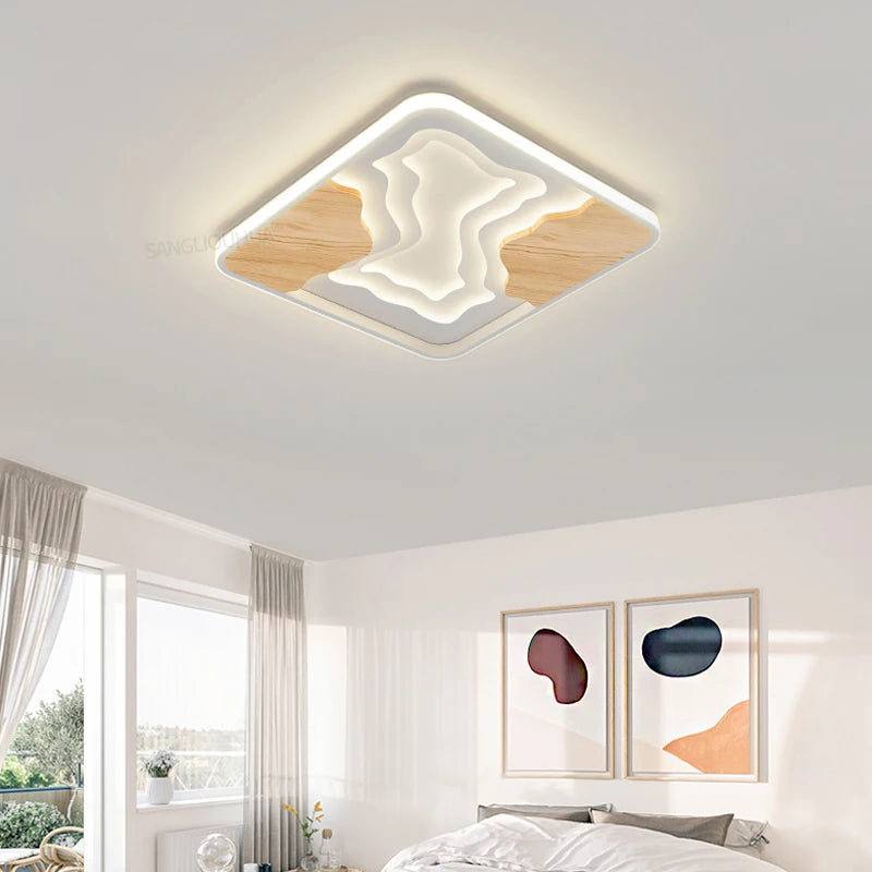 lustre nordique led ultra-mince au grain moderne atmosphérique - vue 3 sur 12