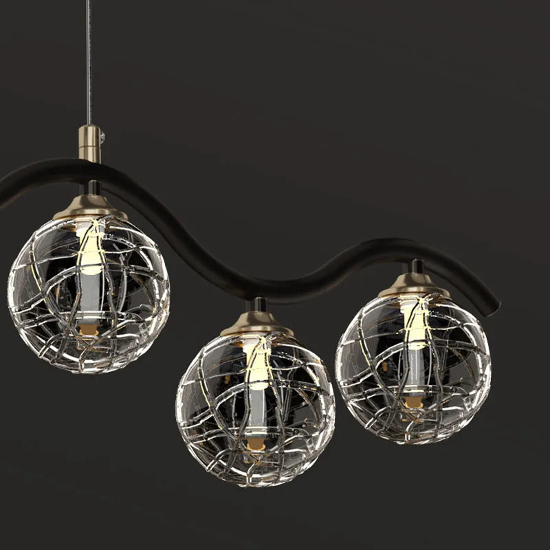 suspension moderne en verre et métal pour intérieur - vue 6 sur 10