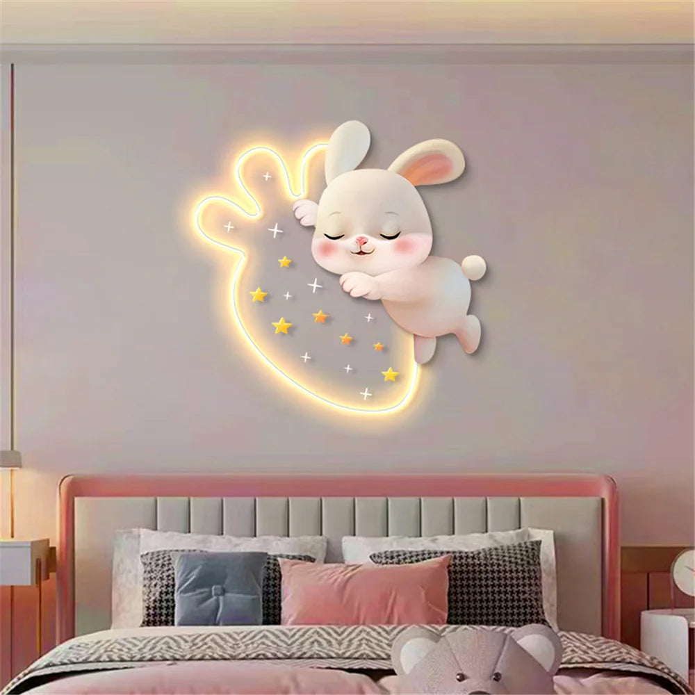 applique murale lapin aux fraises pour chambre d'enfant décorative - vue 4 sur 8