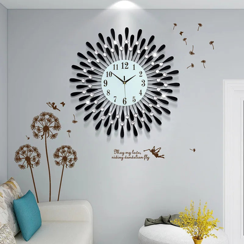 Crystal Sun Modern Style Silent Wall Clock 38X38/60X60/70X70cm, New Product Living Room Office Home Wall Decoration - vue 4 sur 14