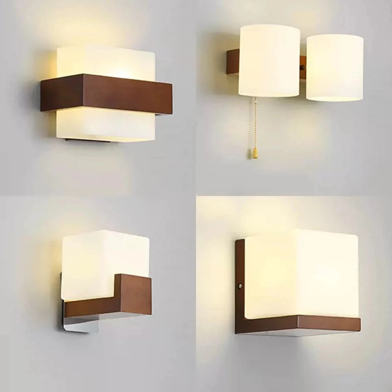 applique murale en bois avec ampoule led pour intérieur