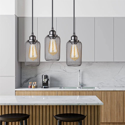 Minimalist vintage caged pendant light for bars and lofts - vue 2 sur 12