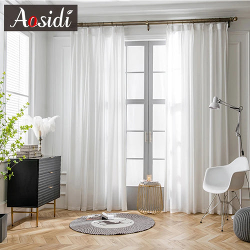 Voilage tulle froissé léger pour salon et chambre