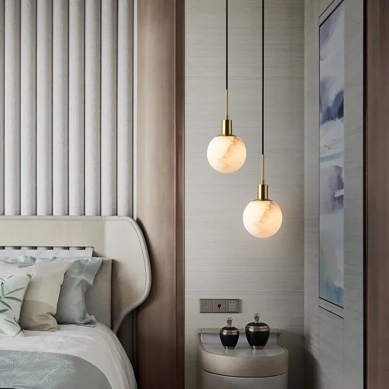 Lampe suspension marbre LED minimaliste - vue 7 sur 21