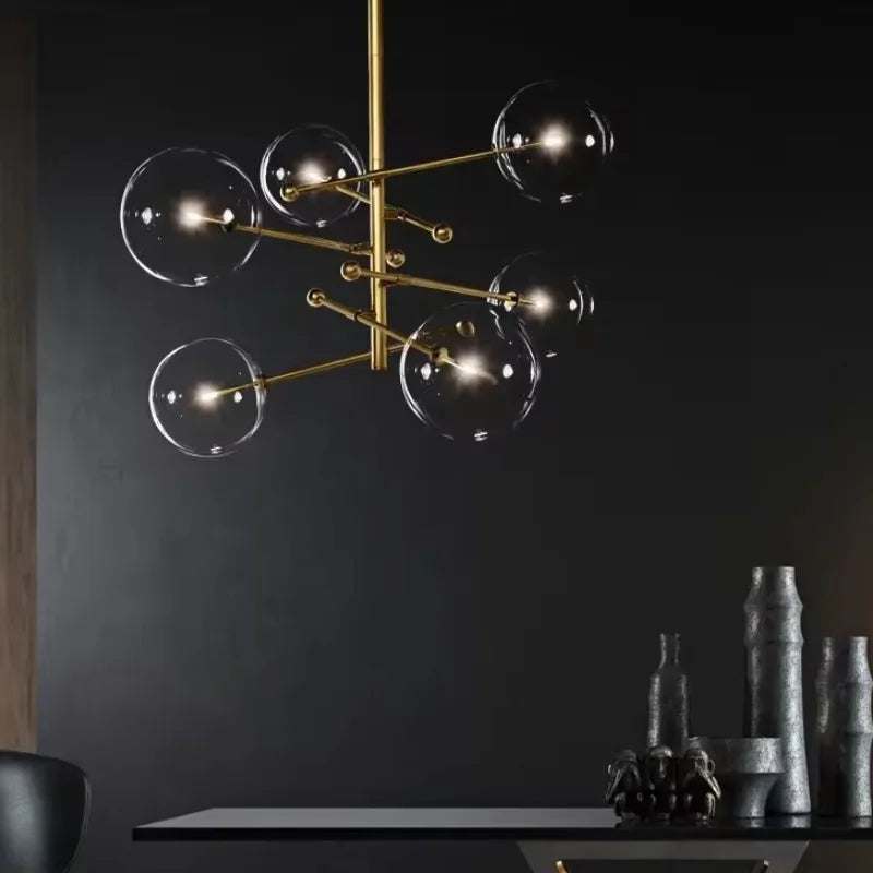 lustre à led en verre pour intérieur moderne décoratif - vue 3 sur 8