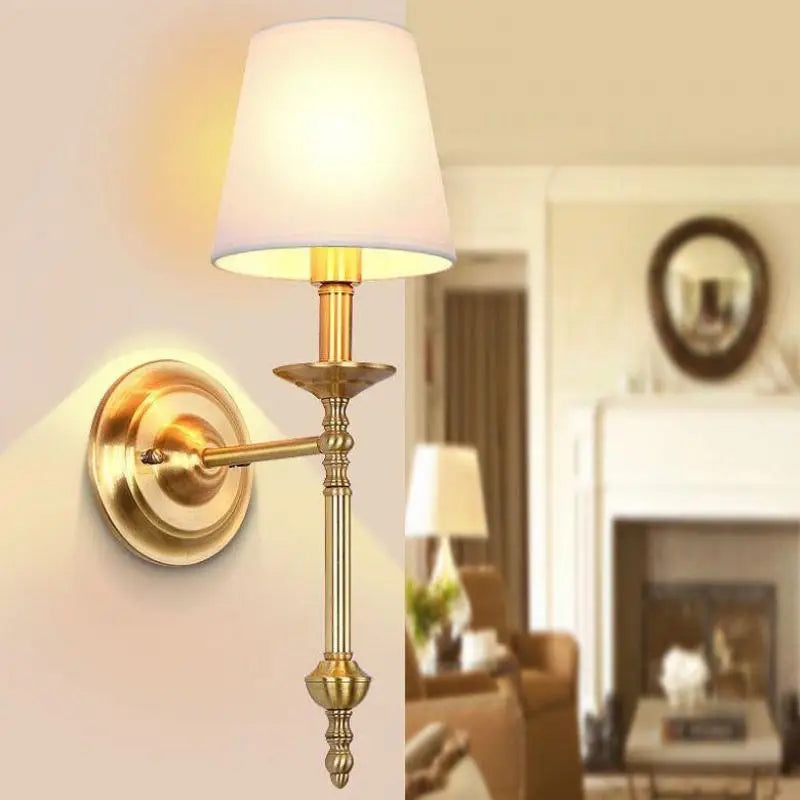 applique murale antique à LED avec abat-jour en tissu - vue 2 sur 10