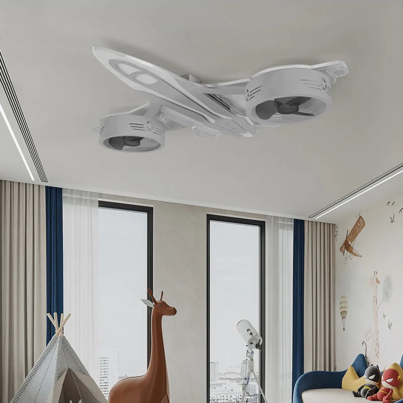 SANDYHA moderne avion Ventilador Mando plafonniers ventilateurs chambre d'enfants chambre décor à la maison Lampadario Luminaires Suspendus - vue 3 sur 7