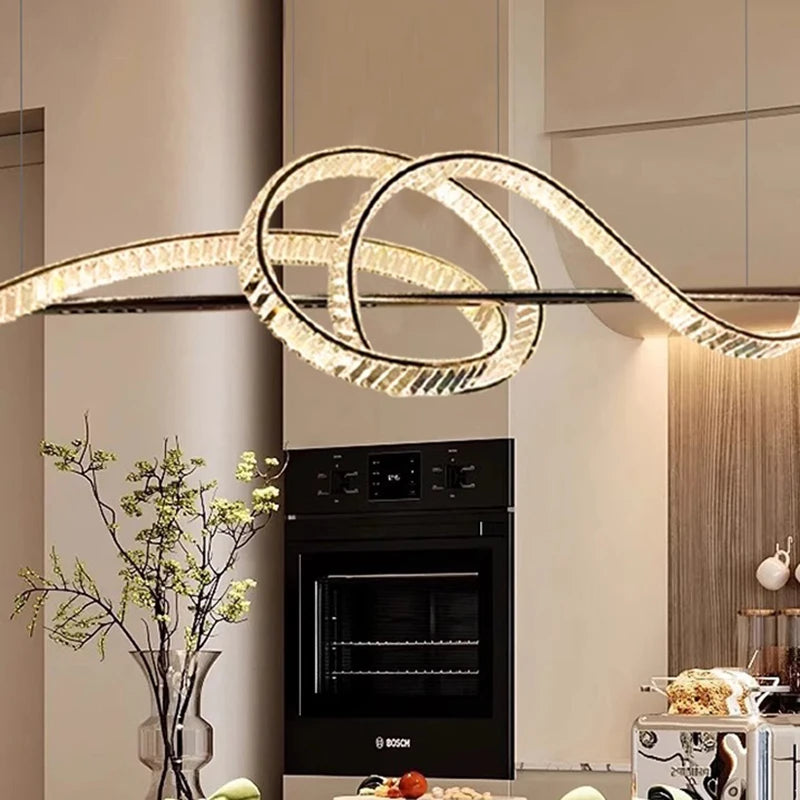 lustre moderne design cristal pour salle à manger éclairage intérieur - vue 4 sur 7