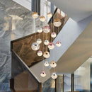 Modern minimalist long acrylic sphere chandelier for nordic villa