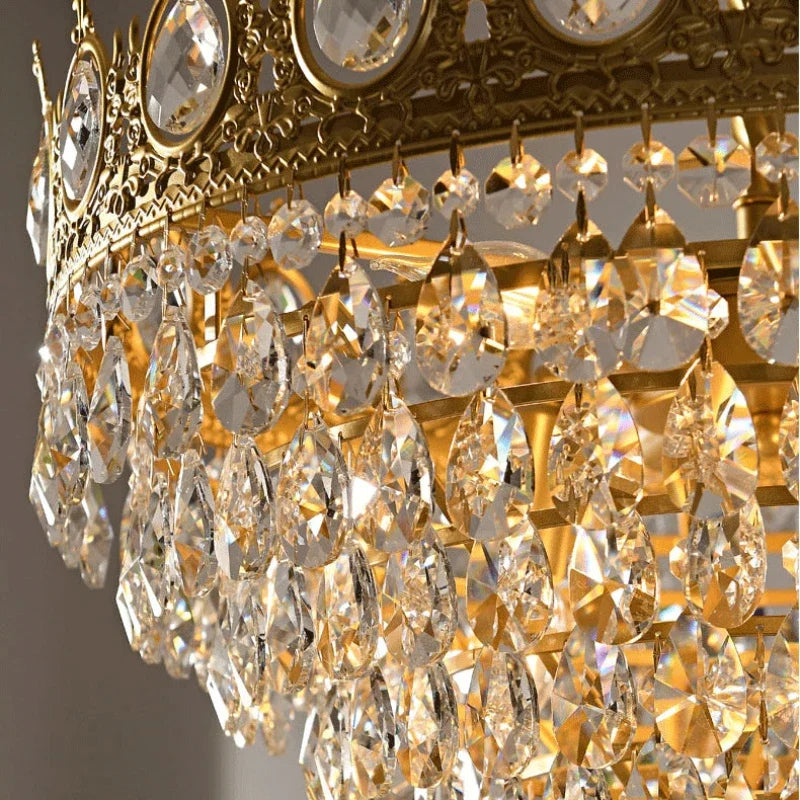 suspension dorée en cristal pour décoration intérieure élégante - vue 5 sur 7