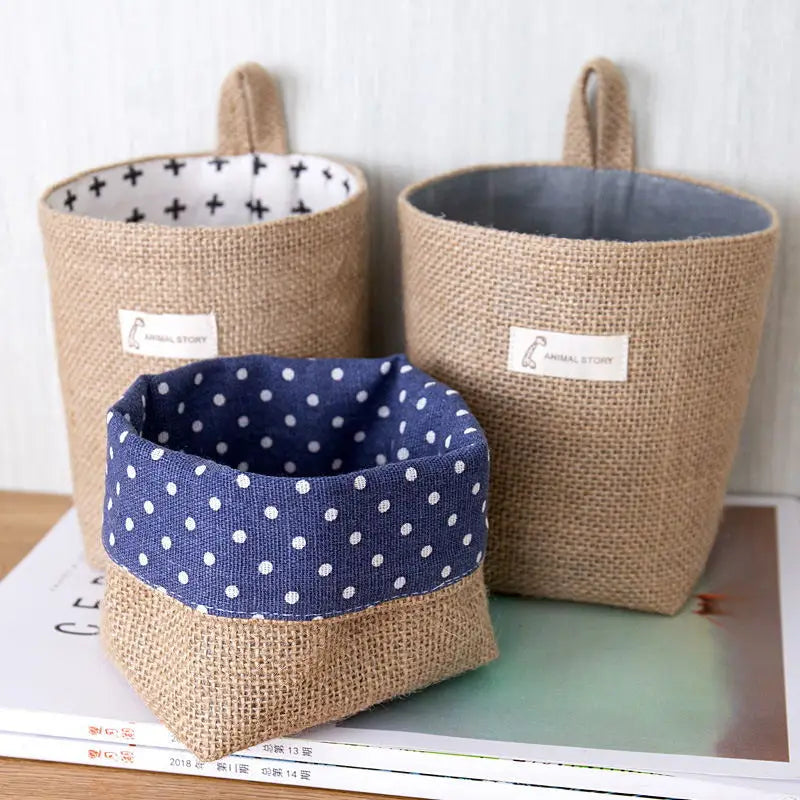 lot de 3 paniers suspendus en toile de jute pour rangement et décoration - vue 5 sur 13