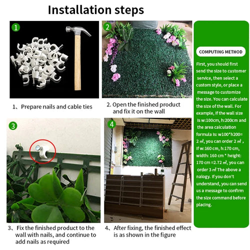 Custom Size Artificial Plant Wall Lawn, Green Plant Background Wall, Home Garden, Wedding Decoration, Plastic Lawn - vue 4 sur 18