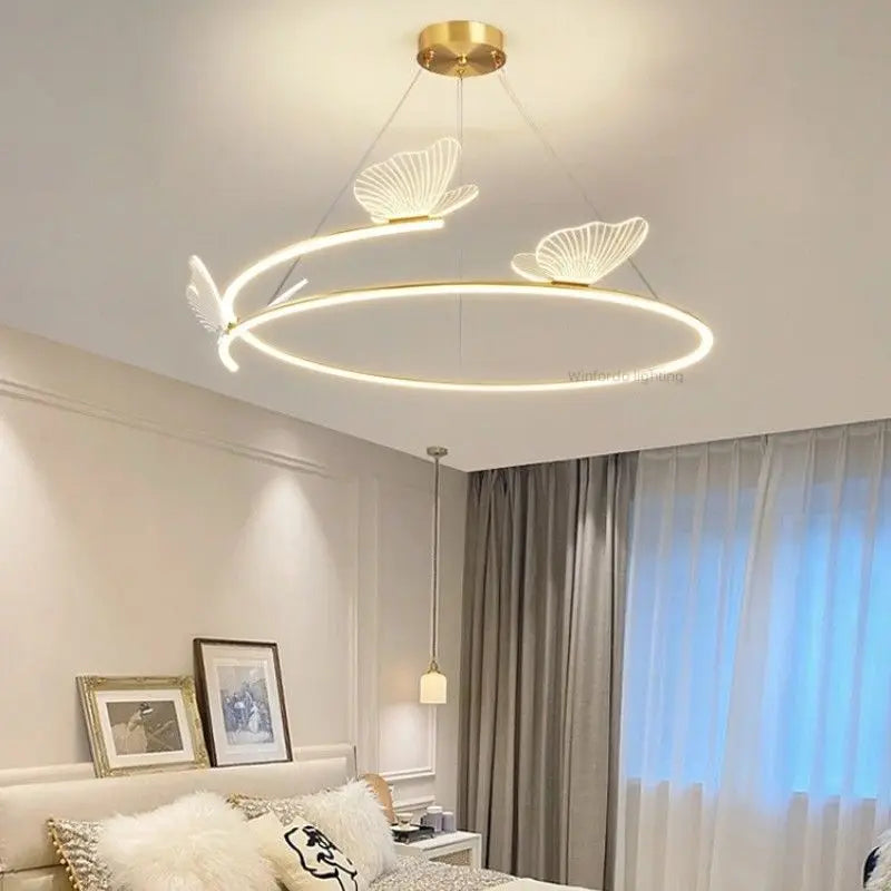 Lustre design LED rond en forme de papillon - vue 5 sur 9