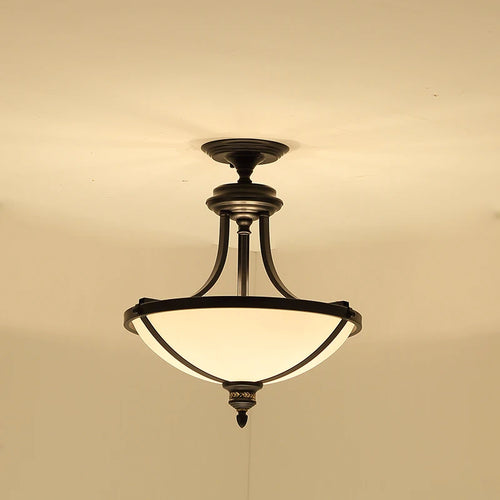 lustre led style campagnard américain en fer forgé et verre - vue 2 sur 6