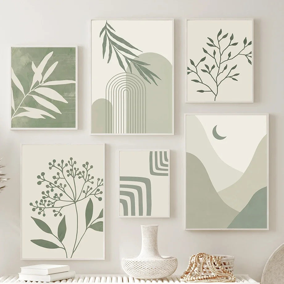 plante géométrique abstraite art mural boho pour décoration intérieure - vue 4 sur 15