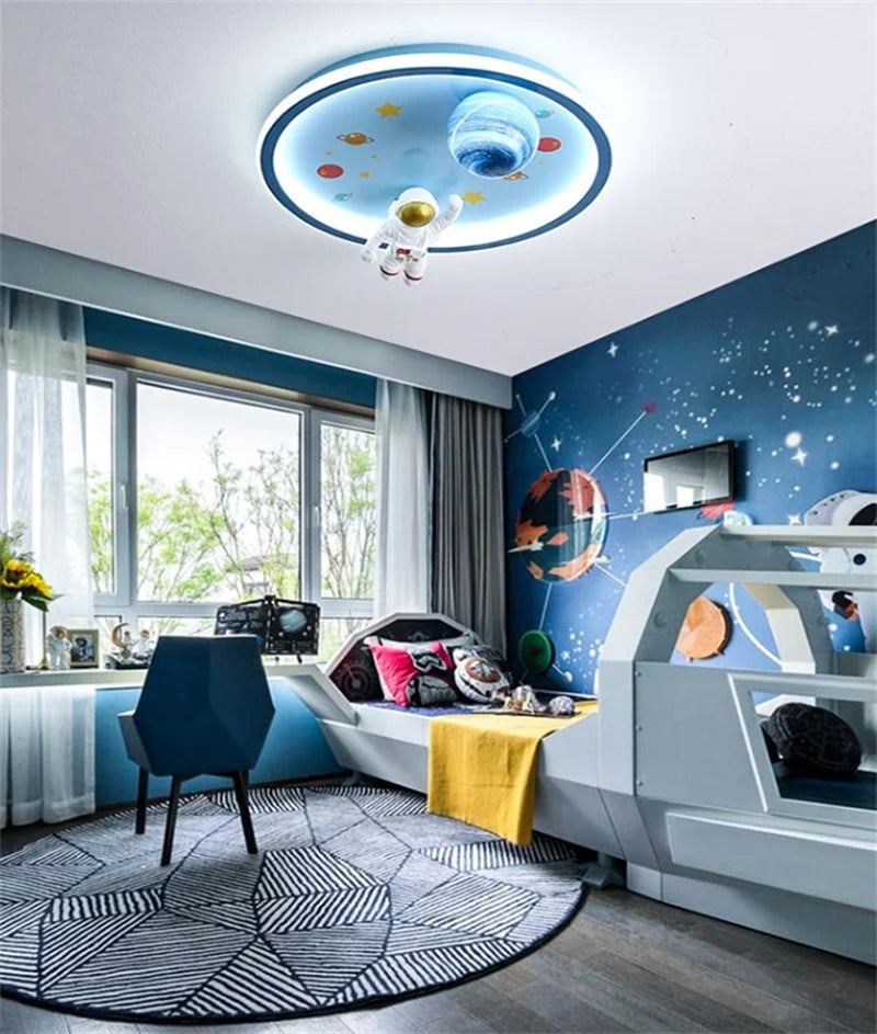plafonnier led moderne astronaute luminaire décoratif enfant - vue 3 sur 6