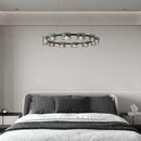 Minimalist forged glass chandelier with elegant LED lighting