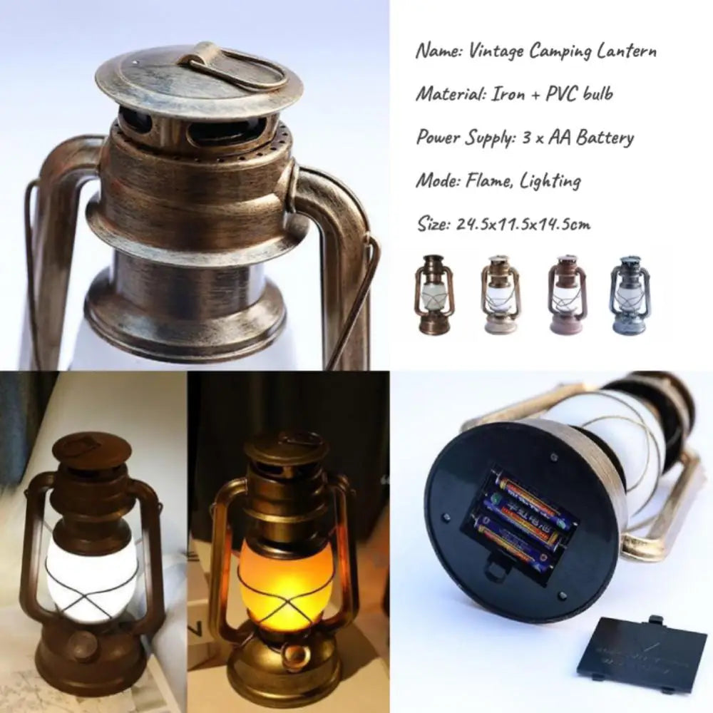 lanterne rétro portable pour camping lampe à pétrole à flamme dynamique - vue 11 sur 10