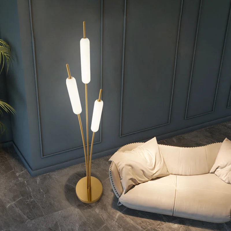 Lampe sur pied nordique à 3 têtes en forme d'oreille de blé - vue 6 sur 8