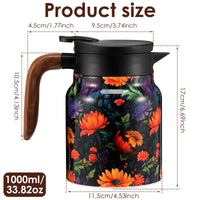 Theiere isotherme vintage floral acier inoxydable infuseur