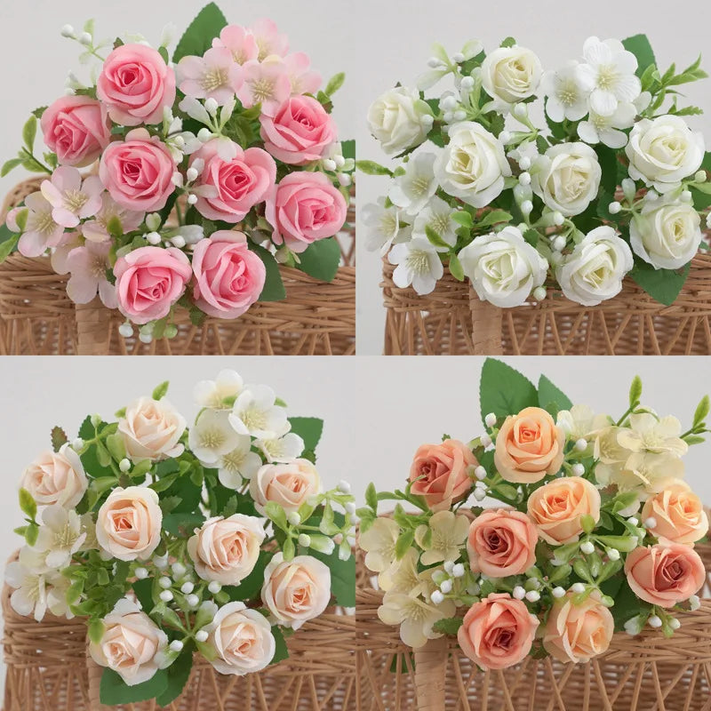fleurs artificielles mariage bouquet roses hortensia décoration florale - vue 3 sur 11