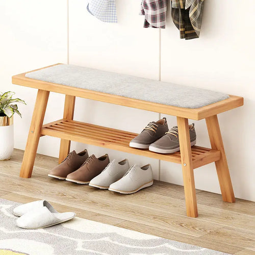 Shoe Storage Bench With Gray Cushion, White Shoe Rack Bench With 2 Storage Rack And Cubby And Drawer, Shoe Cabinet Bench Seat Fo - vue 5 sur 7