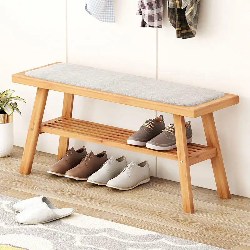 Shoe Storage Bench With Gray Cushion, White Shoe Rack Bench With 2 Storage Rack And Cubby And Drawer, Shoe Cabinet Bench Seat Fo - vue 4 sur 7
