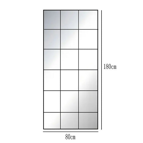 French retro decorative full-length mirror, square lattice false window to increase the sense of space, wall-mounted household m - vue 10 sur 10