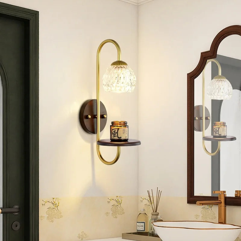 appliques murales led modernes avec étagère en verre transparent - vue 4 sur 10