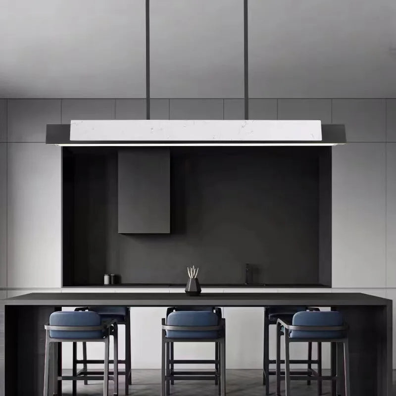 Lustre design style marbre moderne de luxe minimaliste longue bande - vue 5 sur 8