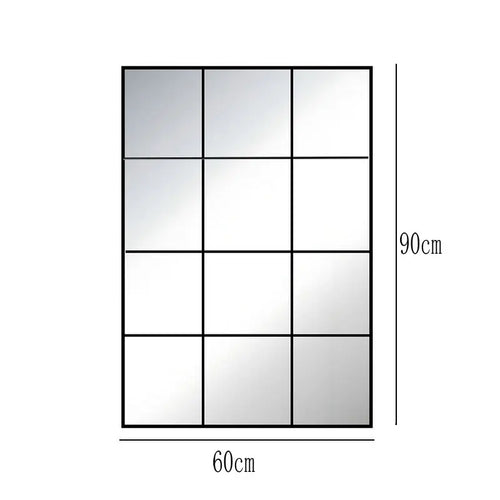 French retro decorative full-length mirror, square lattice false window to increase the sense of space, wall-mounted household m - vue 11 sur 10