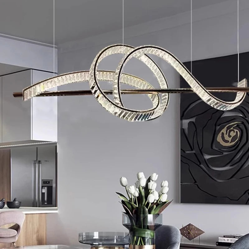 lustre moderne design cristal pour salle à manger éclairage intérieur