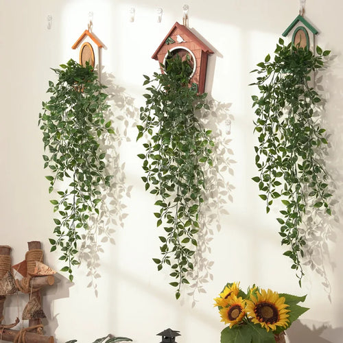 plante artificielle suspendue vignes en rotin décoration élégante