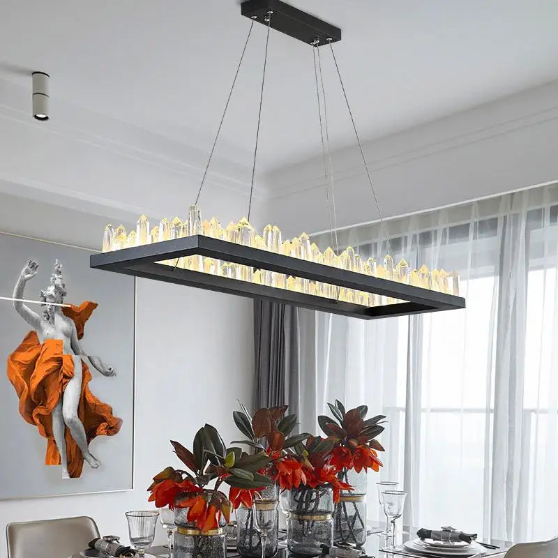 Plafonnier LED en cristal noir et blanc au design moderne - vue 3 sur 20