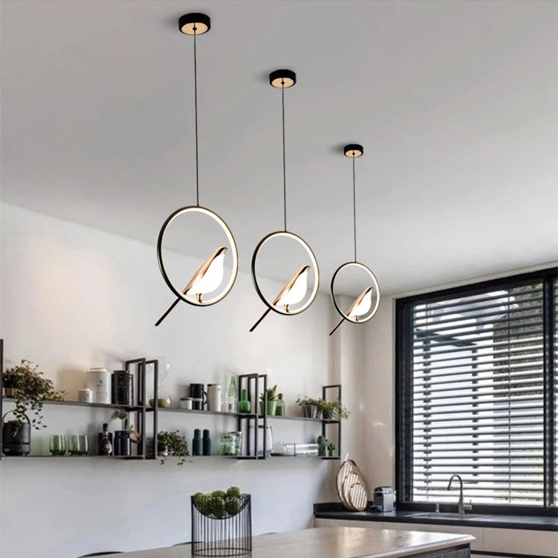 Lustre suspension LED luminaire éclairage lampe suspendue cuisine Table à manger nordique appareil ménager salon décor Suspension - vue 6 sur 14