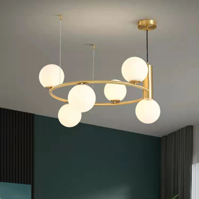 Lustre boule de verre blanc - vue 3 sur 13