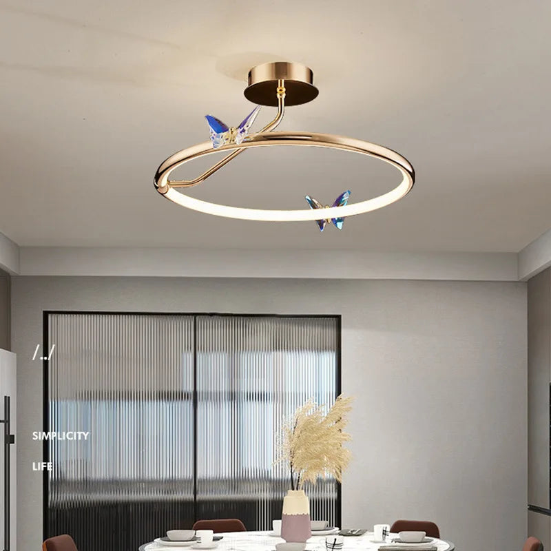 anneau d'or led papillon luminaire suspendu loft déco
