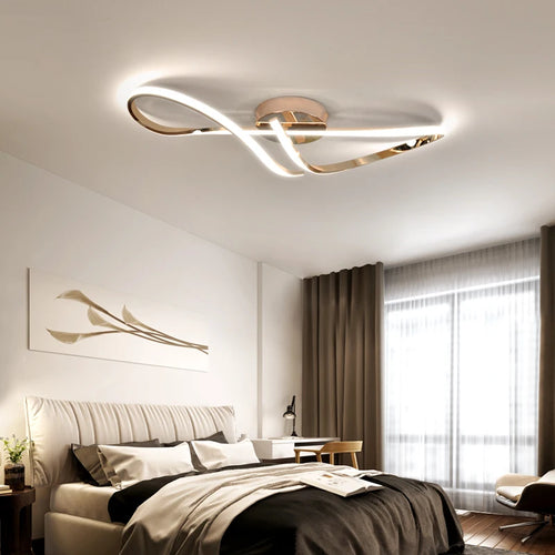 plafonnier led moderne luminaire intérieur placage chromé doré - vue 2 sur 10